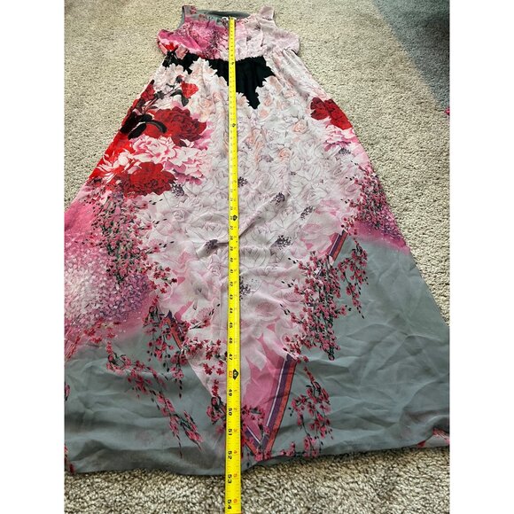Cato Womens Sleeveless Floral Maxi Dress Size 12 Sheer Overlay Polyester Lined - Picture 4 of 8
